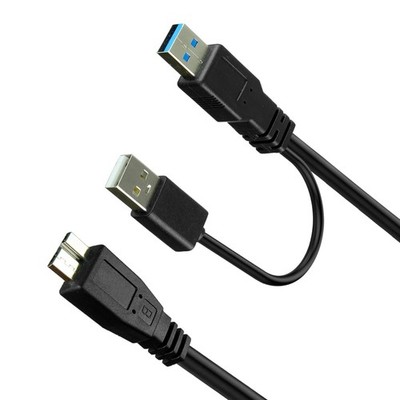 SaiTech IT 1 feet USB 3.0 Dual Power Y Shape Micro Cable 1 Pack, Black