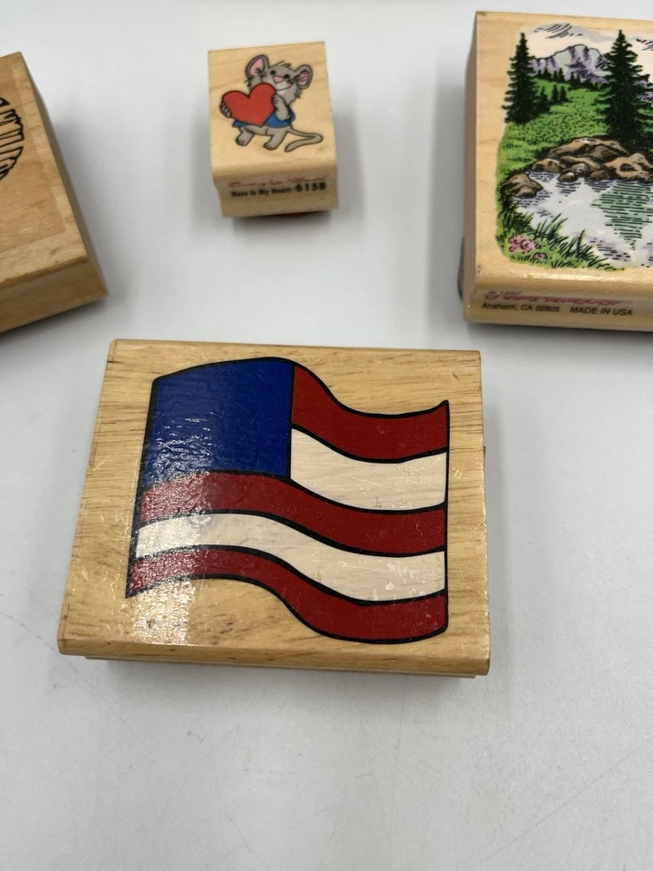 Estampilla de goma montada en madera escena de lago majestuosa y MÁS, JUEGO DE SELLOS Foto 3 de 4