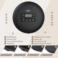 HOTT C204 Basic Portable CD Player with Anti-Skip Protection AA Battery Powered