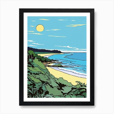Minimal Design Style Of Byron Bay, gerahmtes Wandbild Poster Leinwanddruck Bild