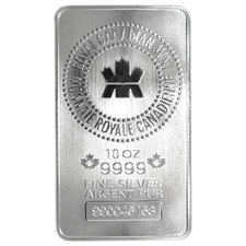10 Troy oz Royal Canadian Mint RCM .9999 Fine Silver Bar Sealed 69.55 per troy oz