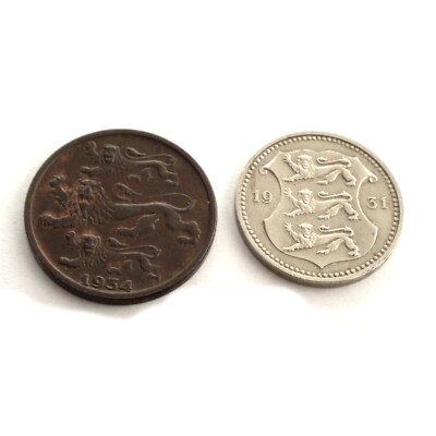 ESTONIA 2 SENTI 1934 & 10 SENTI 1931 KM#15, 12 OO9.9