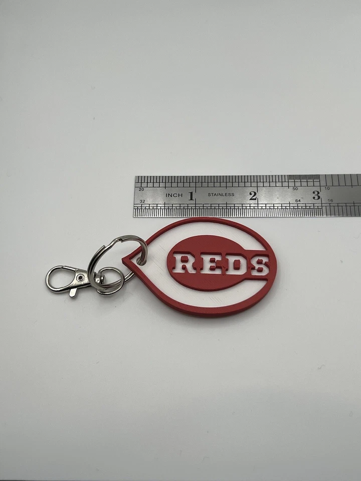 Llavero de béisbol de los Rojos de Cincinnati, llavero de béisbol MLB, impreso en 3D Foto 3 de 4