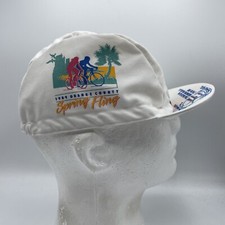 Vintage 1989 Orange County Spring Fling White 3 Panel Cycling Hat Cap USA Made