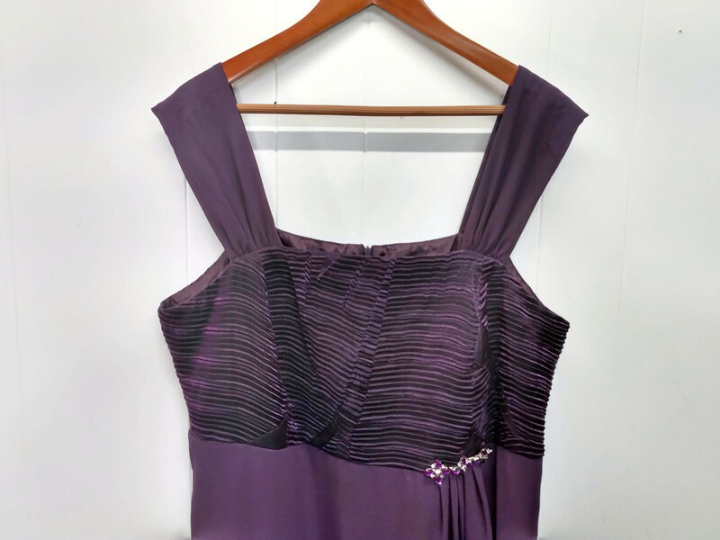Le Bos WM Plus 18W Evening Dress Purple Sleeveless Faux Wrap Le Bos WM Plus 18W Evening Dress Purple Sleeveless Faux Wrap