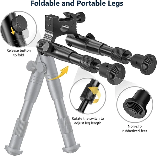 6Inch Adjustable Rifle Bipod with Swivel Stud Mount Fit Picatinny Rail - 第 9/20 張圖片