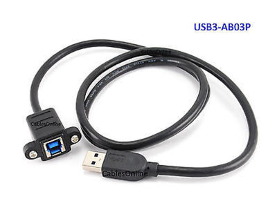 3ft USB 3.0 A-Type Male to B-Type Female Molded Panel Mount External Port Cable