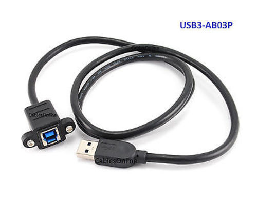 3ft USB 3.0 A-Type Male to B-Type Female Molded Panel Mount External Port Cable - Afbeelding 1 van 3