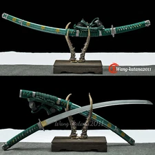 T10 Battle Ready Sharp Japanese Samurai Katana Sword Green Real Tachi Big Radian