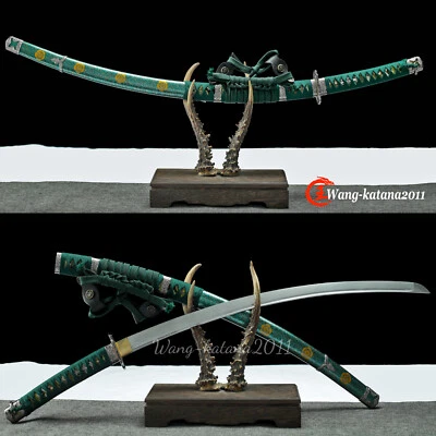 SJ SHI JIAN T10 Battle Ready Sharp Japanese Samurai Katana Sword Green Real Tachi Big Radian