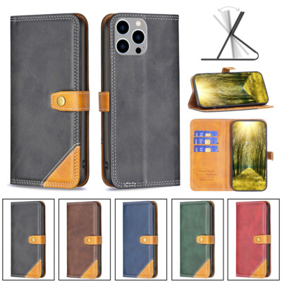 For iPhone 14 Pro Max Plus Luxury Flip Leather Wallet Purse Card Soft Case Cover