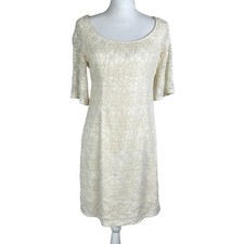 Adrianna Papell Women's Ivory Cream Lace Dress Sz 6 Empire Waist Baptism Wedding