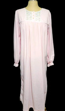 Vintage Sears Fundamentals Winter Night Gown Long Pink Size Medium Embroidered