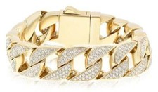 EXTRA LARGE 7.43CT DIAMOND 18K YELLOW GOLD MULTI ROW SOLID CUBAN UNISEX BRACELET