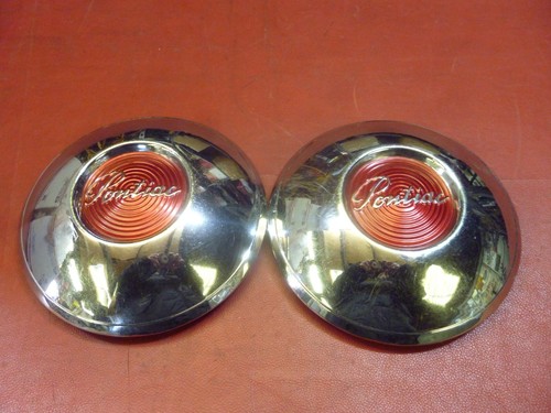 VINTAGE 1950 PONTIAC CHIEFTAIN DOG DISH POVERTY HUBCAPS WHEELCOVERS - Picture 5 of 5