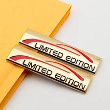 2Pcs Gold Metal Limited Edition Logo Luxury Car Trunk Emblem Sticker SUV Badge