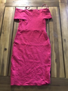 zara preowned shoulder basic pink dress