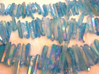 Angel Aqua aura Quartz crystal drilled 1.25-0.75 inch 10 crystal lot
