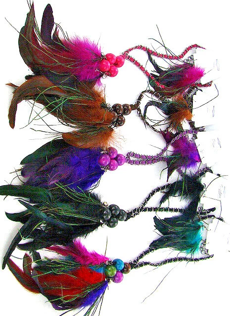 Collar Pluma Multicolor Gamuza Cuentas Cristal Circonita Colgante con Cadena Fina Nuevo Foto 2 de 3