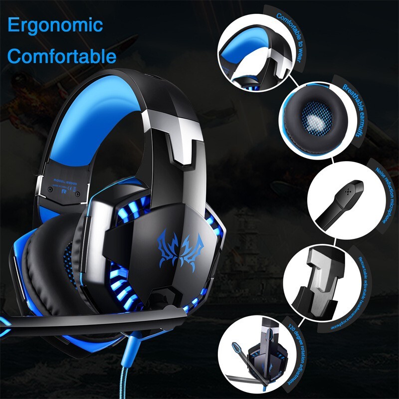 LED Stereo Gaming Headset with Mic for Xbox PS4 Switch PC Bass Surround Sound-image