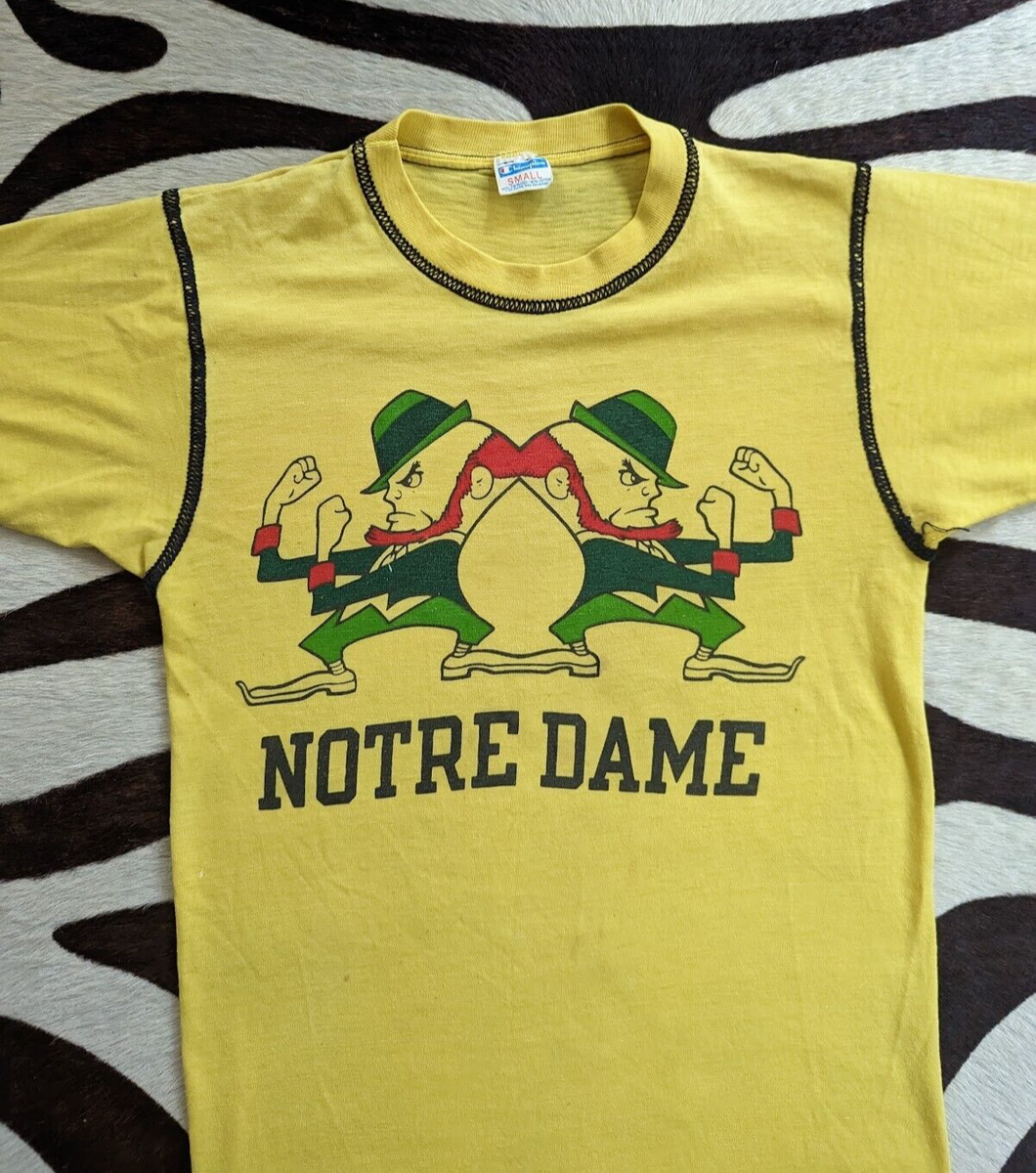 純正ネット 70s Champion Notre Dameフットボールt 83 ナス紺 襤褸