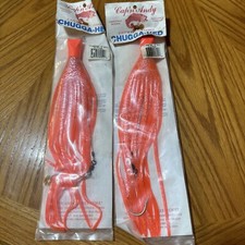 2 Cap'n Captain Andy Chugga-Hed 12”Skirt Fluorescent Orange Saltwater Lures
