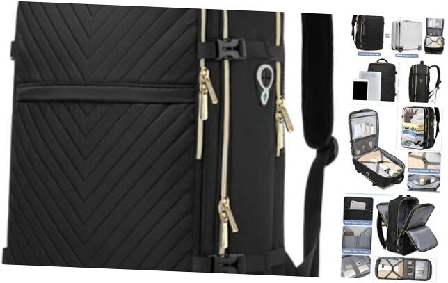 Large Carry On Travel Backpack - Flight Approved Waterproof Anti-Theft 01-black