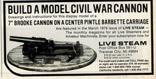 1979 Vintage Print Ad Build a Model Civil War Cannon Live Steam Brooke Pintle