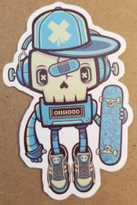 Halloween Sticker Skull Skeleton Robot Steampunk Cyberpunk Music Emo Anime Manga