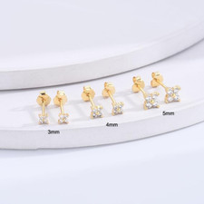 9ct Solid Gold Over Sterling Silver Pair Flower Ear Studs Earrings Piercing 2024