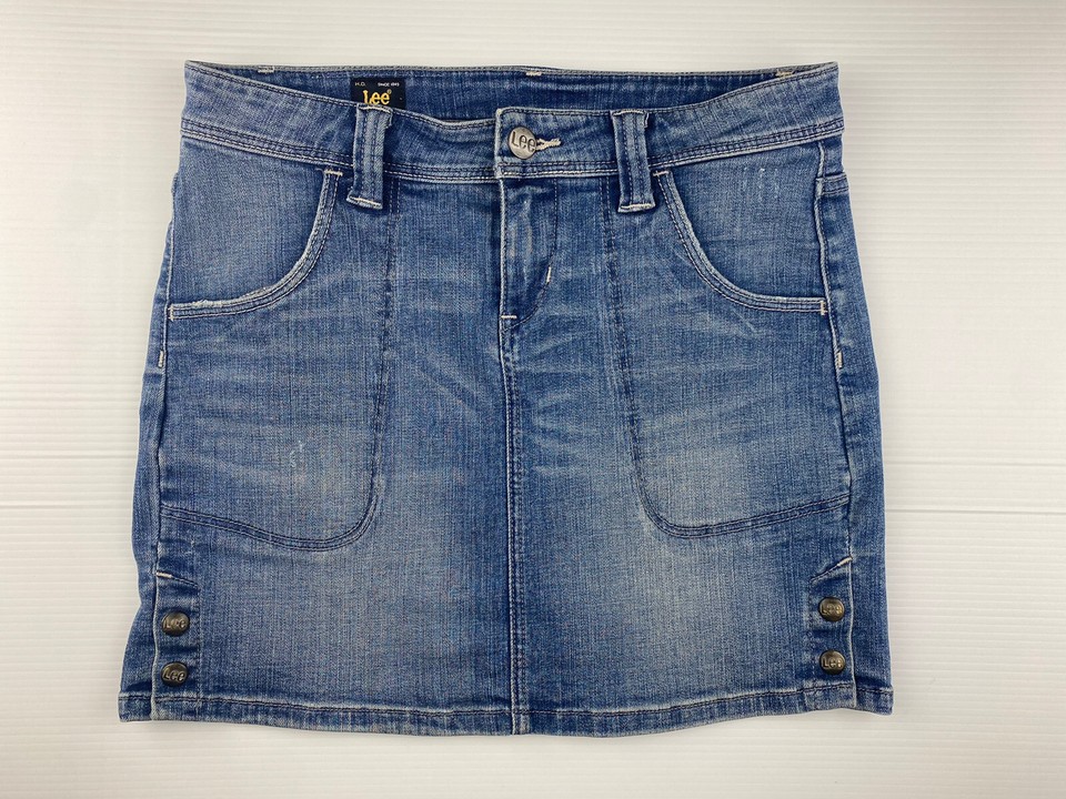 Lee Skirt Blue Denim Short Mini Skirt Size L