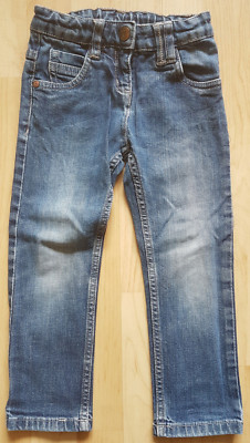PAPAGINO JEANS LANGE HOSE MÄDCHEN BLAU GRÖßE 98 VERSTELLBARER BUND USED LOOK