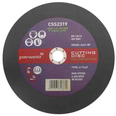 (9'') 230 mm x 1,9 mm Parweld dünne Edelstahl Metall Trennscheibe (50er Pack)