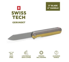 Swiss Tech Gerundet 7" Assisted Flipper Pocket Knife, AUS-8 Steel 3" Blade, 4" A