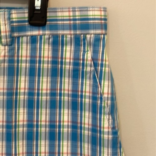 Cutter & Buck Plaid Golf Shorts Blue Green Size 38 100% Cotton Classic Fit - Picture 2 of 11