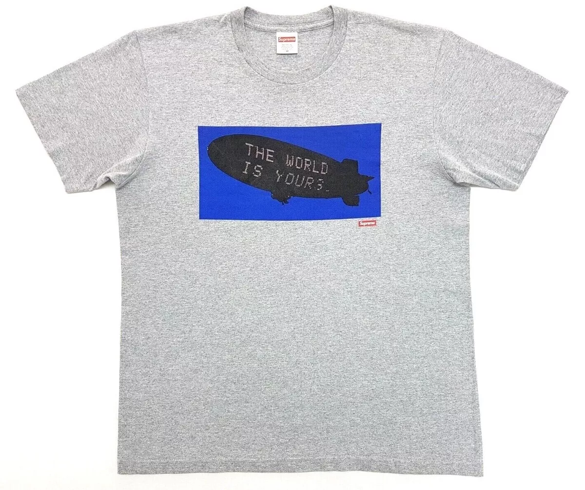 Supreme Scarface World Is Yours Blimp Tee Heather Grey Size M FW17 T Shirt