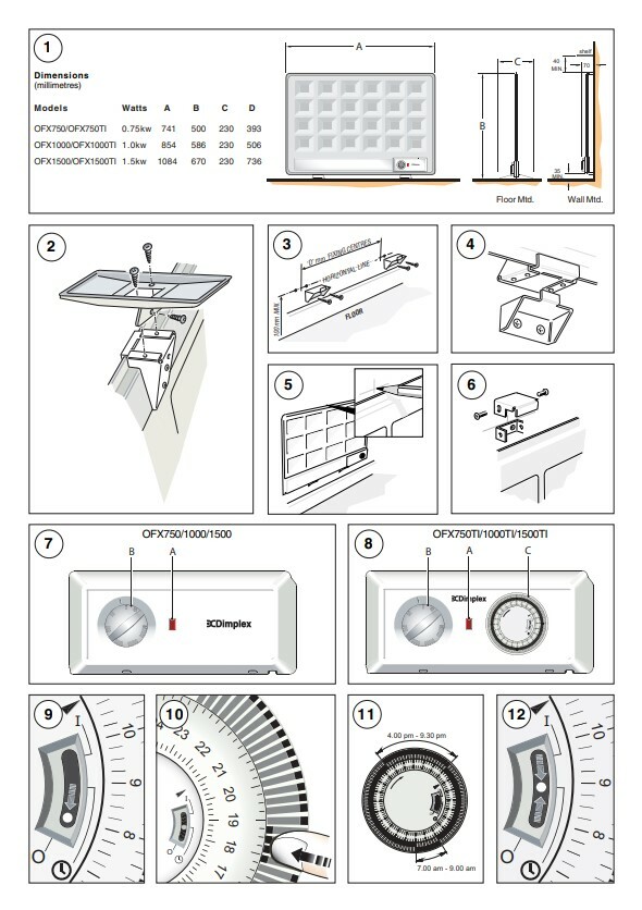 Dimplex OFX Brackets For Wall Mounting an OFX Oil Filled Panel Radiator