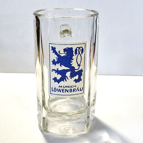 Lowenbrau Munich Heavy Glass Beer Mug German .25 L 5 1/2" Tall Front