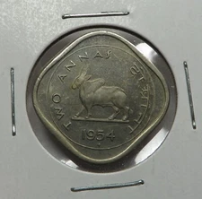 India-Republic 2 Annas 1954(B) Copper-Nickel KM#4.2 Proof
