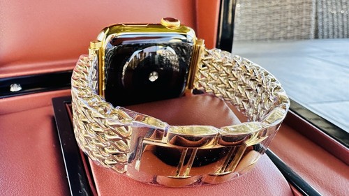 Custom 24k Gold Plated 45mm Apple Watch Stainless Steel Series 8 Chains Band - 第 6/16 張圖片