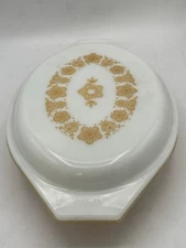 Pyrex Butterfly Gold Divided Oval Vintage Casserole Baking Dish 1 Quart with Lid