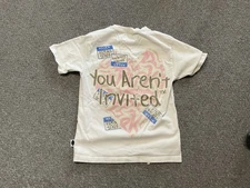 HYDE PARK You Aren’t Invited pink/blue Logo Tee “Hello Hyde Park Staff” Sz S