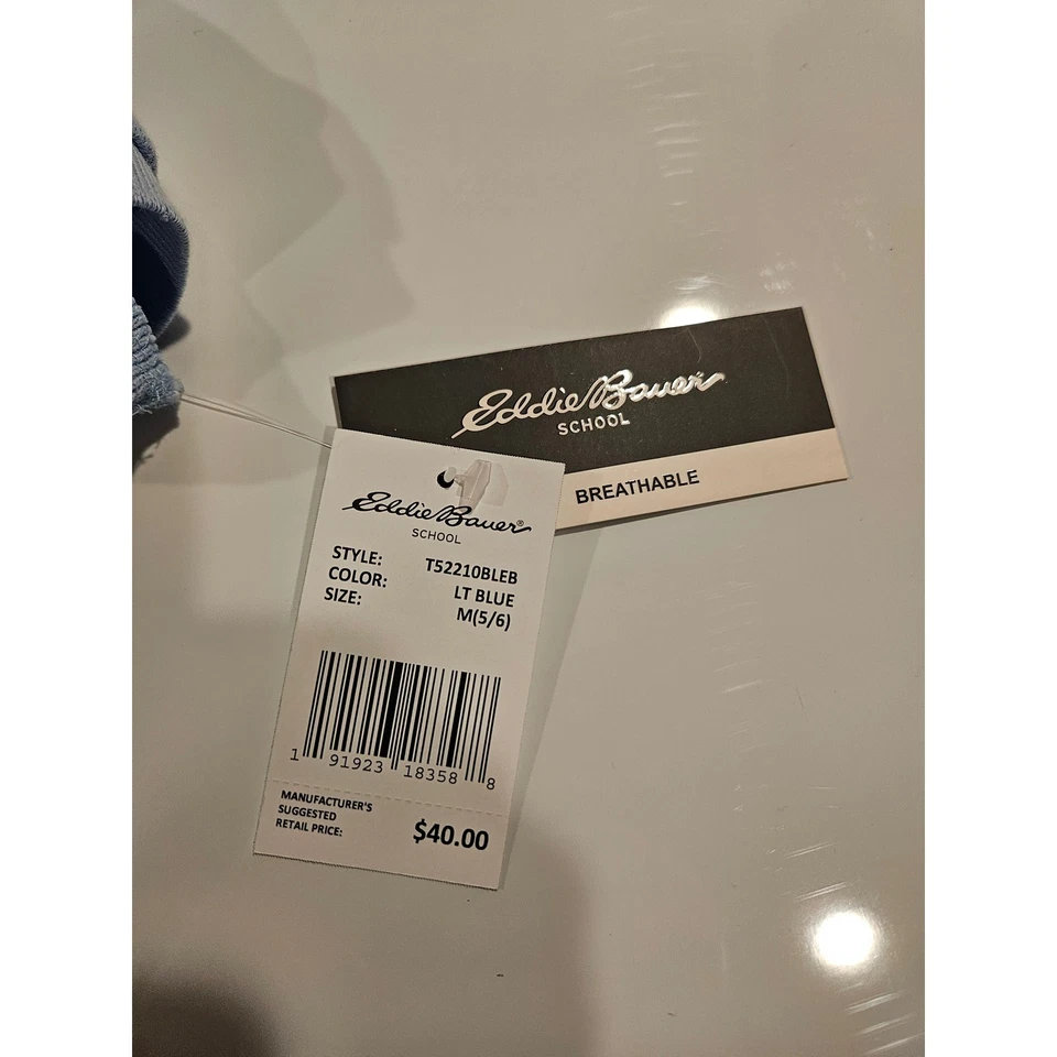 NUEVO Eddie Bauer Escuela Niños Niños Niñas Polo Manga Corta LT AZUL M 5/6 Foto 4 de 4