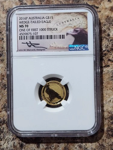 2016-P Australia $15 1/10 oz Gold Wedge Tailed Eagle Coin Graded MS70