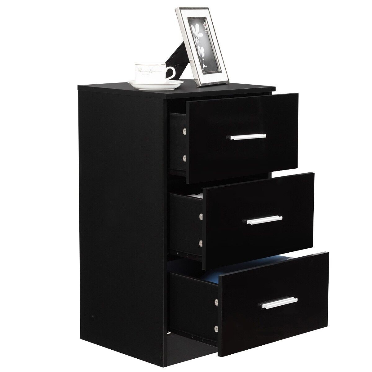 SEHERTIWY 4 Drawer Narrow Fabric Dresser, Grey Vertical Slim Chest Nightstand for Lightweight, End Table for Bedroom Living Room Entryway Home Office 9 3-Drawer Chest Storage Cabinet Dresser Standing Night Stand Organizer-Black