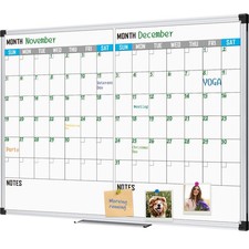 Magnetic Calendar Whiteboard 48" x 36" - 2 Month Dry Erase Board, White Board...