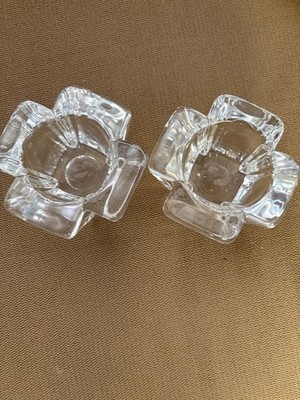 Pair of Orrefors Crystal Candle Holder MAX Sweden Clear Tea Light Votive 4 