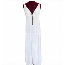 Seaspice Peruvian Cotton Maxi Tiered Gauze Slip Dress Boho Beach Adj Straps L
