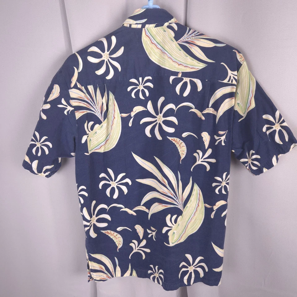 Camisa Hawaiana Kahala Para Hombres M Azul Aloha Floral Botón Campamento Informal Playa Foto 4 de 4