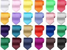 24 Pcs Solid Color Ties for Men Pure Color Satin Ties Set Formal Necktie for ...